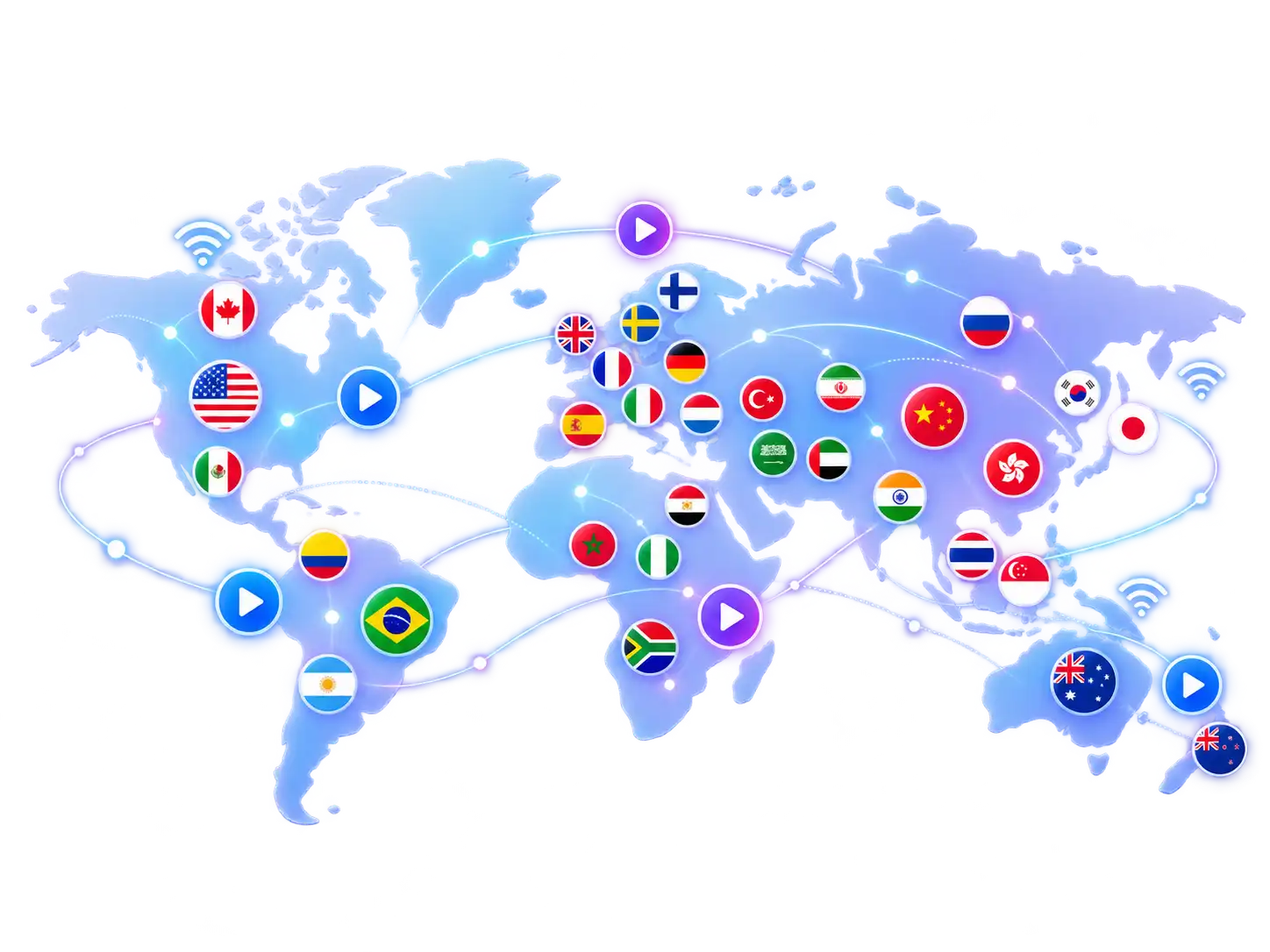 IPTV Main global channel coverage world map visual